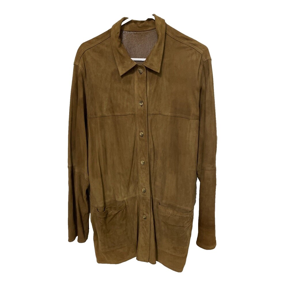 Vintage Linea Selecta XXL Reversible Suede Leather Shirt Jacket Shimmer Foil